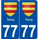 77 Torcy blason autocollant plaque stickers ville