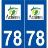 78 Achèreslogo autocollant plaque stickers ville