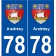 78 Andrésy blason autocollant plaque stickers ville