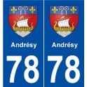 78 Andrésy blason autocollant plaque stickers ville