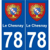 78 Le Chesnay blason autocollant plaque stickers ville