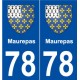 78 Maurepas blason autocollant plaque stickers ville