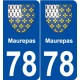 78 Maurepas blason autocollant plaque stickers ville