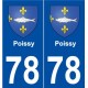 78 Poissy blason autocollant plaque stickers ville