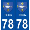 78 Poissy blason autocollant plaque stickers ville