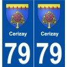79 Cerizay blason autocollant plaque stickers ville