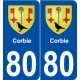 80 Corbie blason autocollant plaque stickers ville