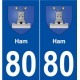 80 Ham blason autocollant plaque stickers ville