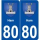 80 Ham blason autocollant plaque stickers ville