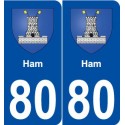 80 Ham blason autocollant plaque stickers ville