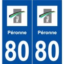 80 Péronne logo autocollant plaque stickers ville