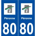 80 Péronne logo autocollant plaque stickers ville