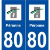 80 Péronne logo autocollant plaque stickers ville
