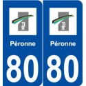 80 Péronne logo autocollant plaque stickers ville