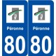 80 Péronne logo autocollant plaque stickers ville