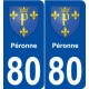 80 Péronne blason autocollant plaque stickers ville
