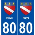 80 Roye coat of arms sticker plate stickers city