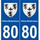 80 Villers-Bretonneux blason autocollant plaque stickers ville