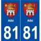 81 Albi blason autocollant plaque stickers ville