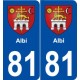 81 Albi blason autocollant plaque stickers ville