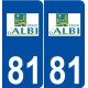 81 Albi logo autocollant plaque stickers ville