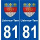 81 Lisle-sur-Tarn blason autocollant plaque stickers ville