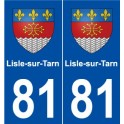 81 Lisle-sur-Tarn blason autocollant plaque stickers ville