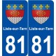 81 Lisle-sur-Tarn blason autocollant plaque stickers ville