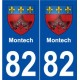 82 Montech blason autocollant plaque stickers ville