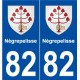 82 Nègrepelisse blason autocollant plaque stickers ville