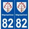 82 Nègrepelisse blason autocollant plaque stickers ville