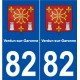 82 Verdun-sur-Garonne blason autocollant plaque stickers ville