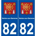 82 Verdun-sur-Garonne blason autocollant plaque stickers ville