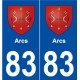 83 Arcs blason autocollant plaque stickers ville