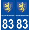 83 Bormes-les-Mimosas blason autocollant plaque stickers ville