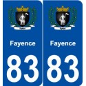 83 Fayence blason autocollant plaque stickers ville