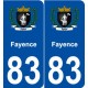 83 Fayence blason autocollant plaque stickers ville