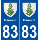 83 Garéoult blason autocollant plaque stickers ville