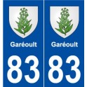 83 Garéoult escudo de armas de la etiqueta engomada de la placa de pegatinas de la ciudad