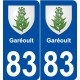 83 Garéoult blason autocollant plaque stickers ville