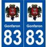 83 Gonfaron logo autocollant plaque stickers ville