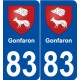 83 Gonfaron blason autocollant plaque stickers ville