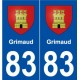83 Grimaud blason autocollant plaque stickers ville