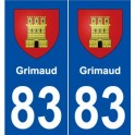 83 Grimaud blason autocollant plaque stickers ville