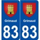 83 Grimaud blason autocollant plaque stickers ville
