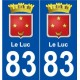 83 Le Luc blason autocollant plaque stickers ville