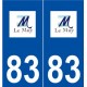 83 Le Muy logo autocollant plaque stickers ville