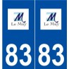 83 Le Muy logo autocollant plaque stickers ville
