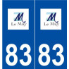 83 Le Muy logo autocollant plaque stickers ville