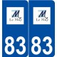 83 Le Muy logo autocollant plaque stickers ville
